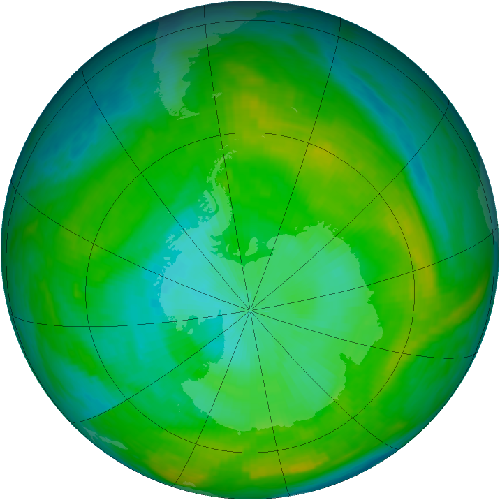 Antarctic ozone map for 26 January 1980
